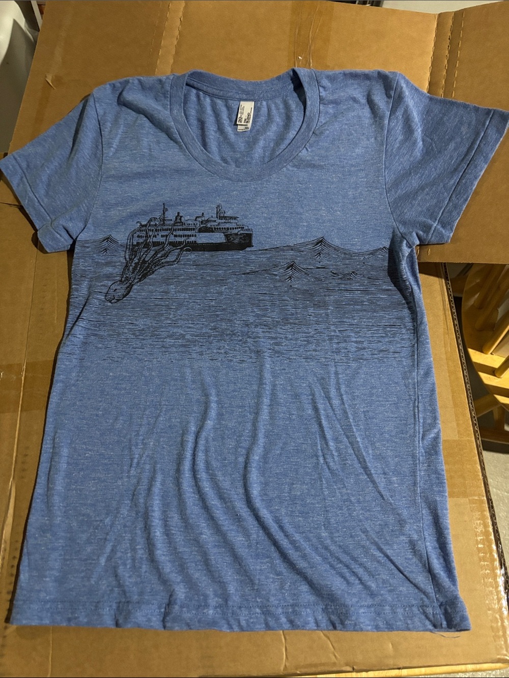 Women's Blue Short-Sleeve Graphic Tee - Nautical Sketch